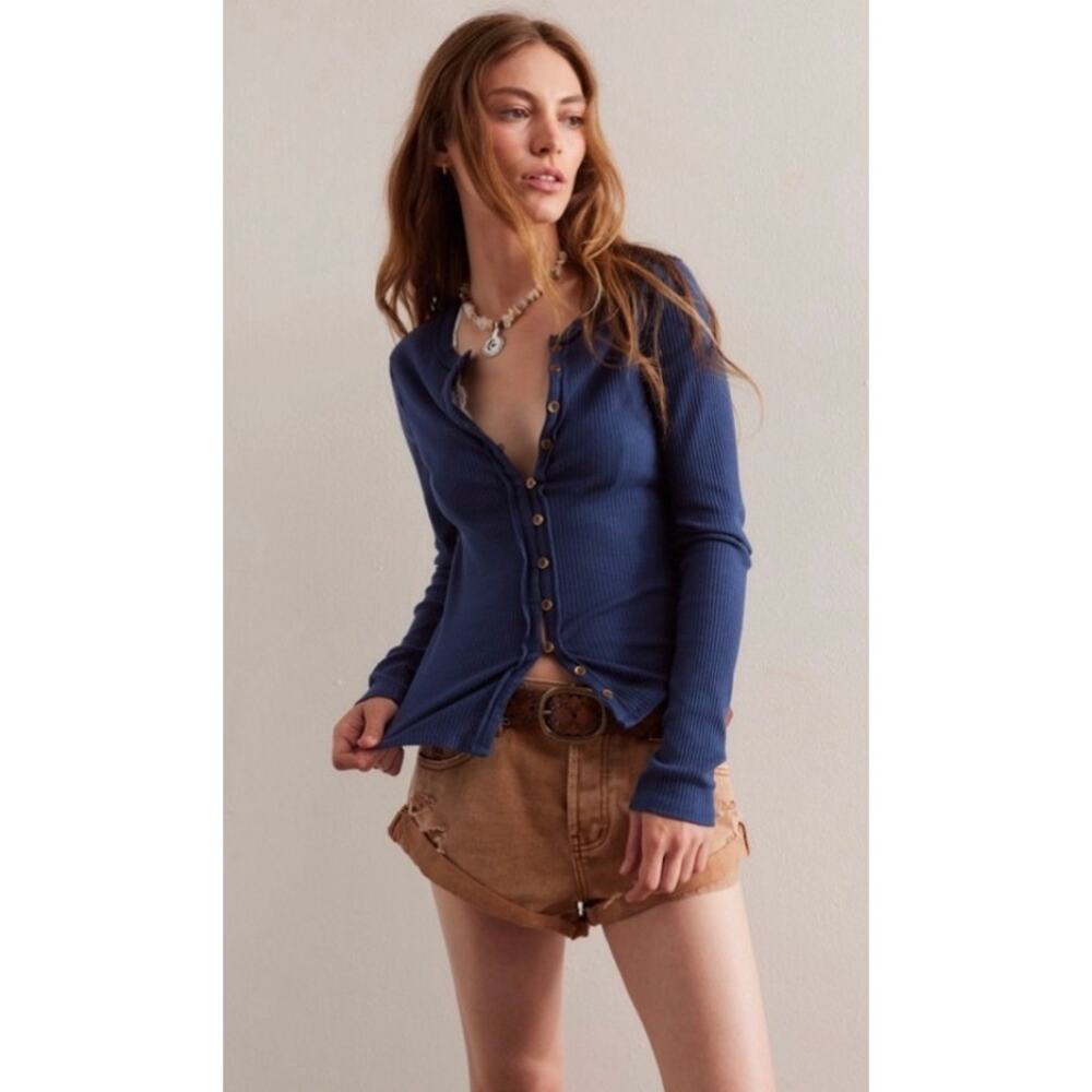 Free People It's On Cardi Big Dipper Ribbed Cardigan M‎
